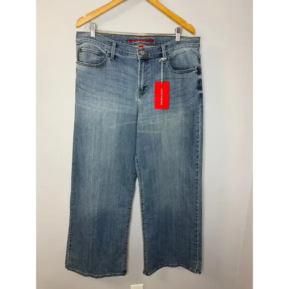 Lucky Brand Mid Rise Sweet Wide Leg Jeans Women's 14/32 Moonlit Mist Wash New - Picture 2 of 15